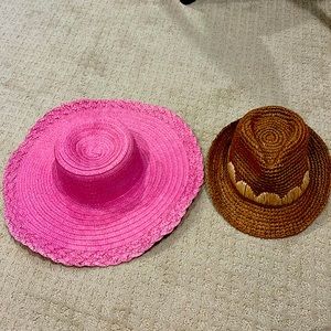 Two straw hats.